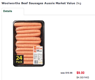 Woolworths Sausages