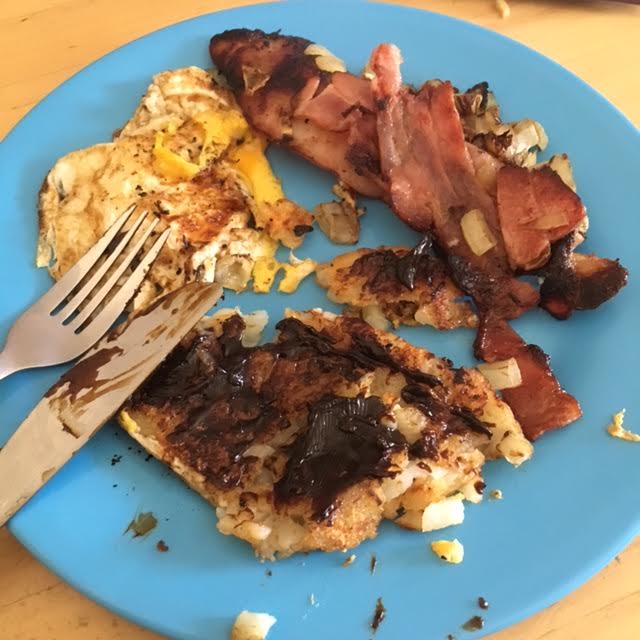 BBQ Breakfast - Bacon, egg, hashbrown (with vegemite on it).