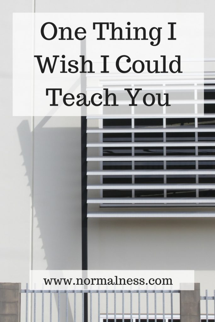 One Thing I Wish I Could Teach You
